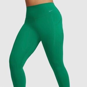 Nike Universa Medium Support High Rise 7/8 Leggings w/ Pockets, NWT, Green, S